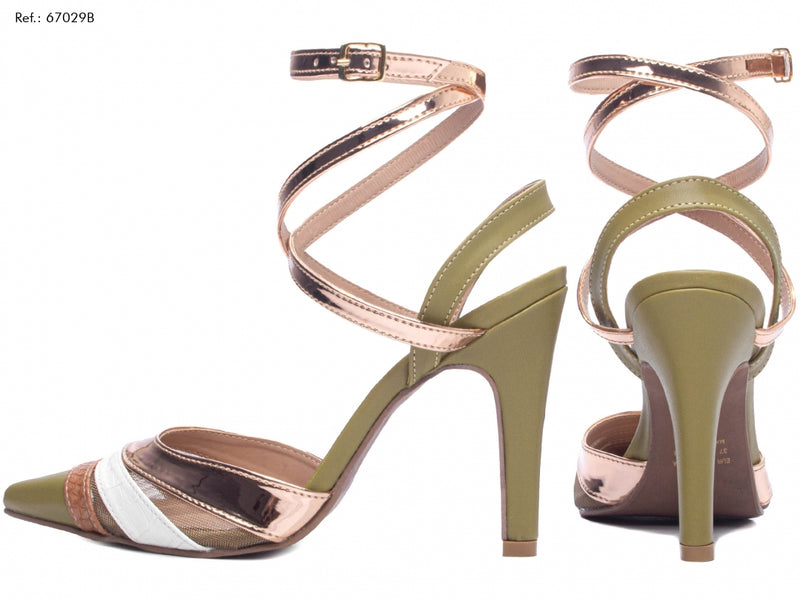 Sapato Scarpin Napa Verde / Metalizado Cobre